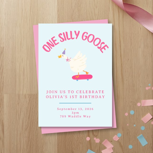 Convite de Primeiro Aniversário de Uma Menina Pato (Criador carregado)