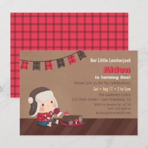 Convite de Primeiro Aniversário do Bebê Lenhador B