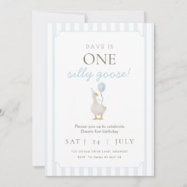 Convite de Primeiro Aniversário do Ganso Bobo Azul