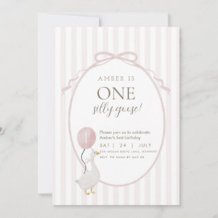 Convite de Primeiro Aniversário do Patinho Rosa Bo