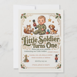 Convite de Primeiro Aniversário do Pequeno Soldado