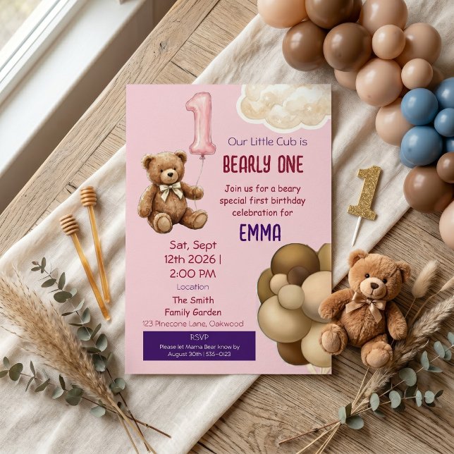 Convite de Primeiro Aniversário do Ursinho Bearly  (Criador carregado)