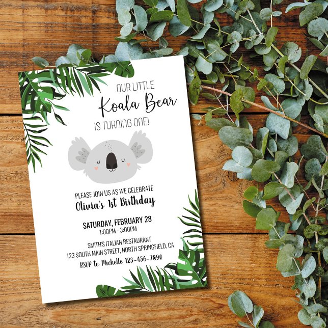 Convite de Primeiro Aniversário do Urso Koala (Criador carregado)