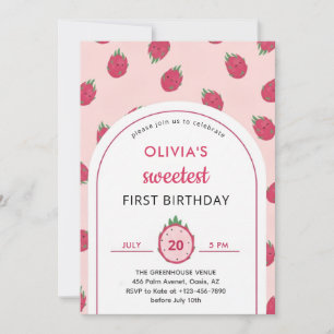 Convite de Primeiro Aniversário Doce Fruta do Drag