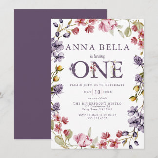 Convite de Primeiro Aniversário Floral