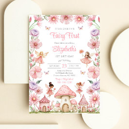 Convite de Primeiro Aniversário Floral Menina Fada