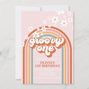 Convite de primeiro aniversário Groovy One boho da