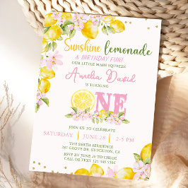 Convite de Primeiro Aniversário Limonada Sunshine