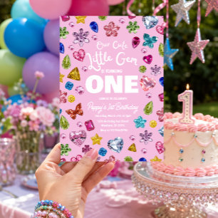 Convite de Primeiro Aniversário Little Gem para me