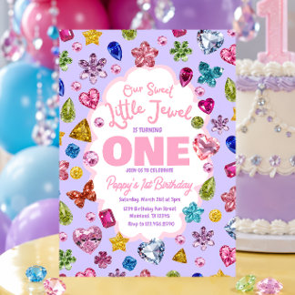 Convite de primeiro aniversário Little Jewel para