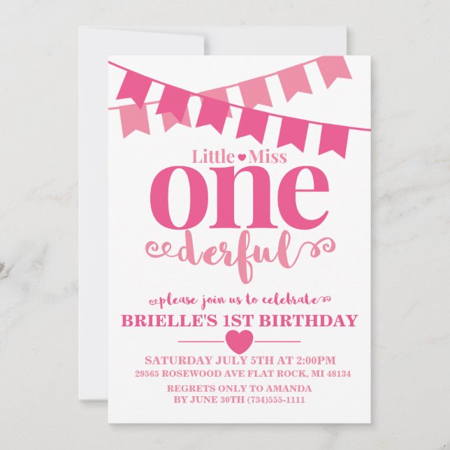 Convite de Primeiro Aniversário Little Miss Oneder (Frente)