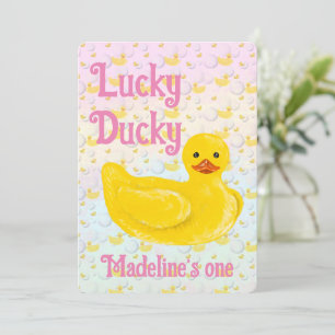 Convite de Primeiro Aniversário Lucky Ducky