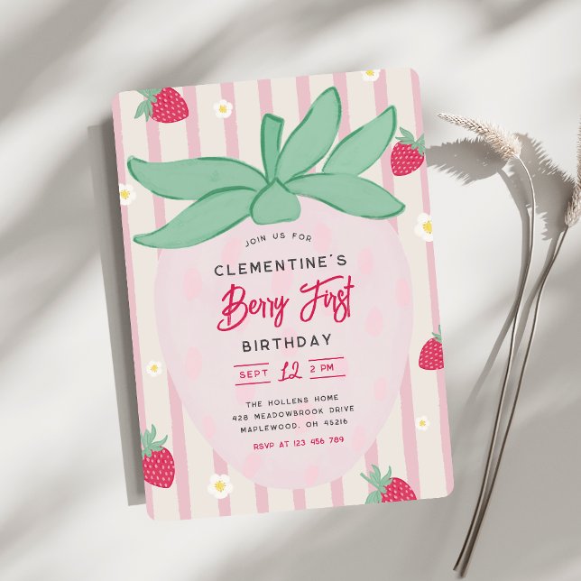 Convite de Primeiro Aniversário Morango Berry (Criador carregado)