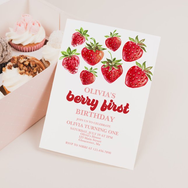 Convite de Primeiro Aniversário Morango Berry (Criador carregado)