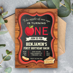 Convite de Primeiro Aniversário Rustic Barn Wood A