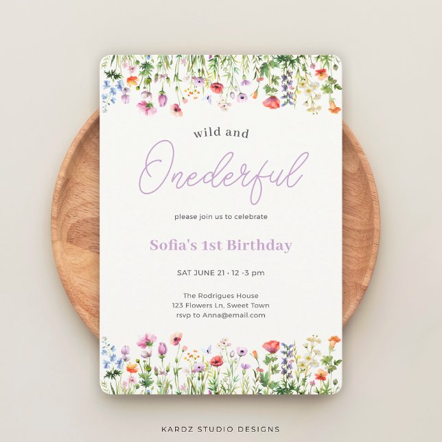 Convite de Primeiro Aniversário Selvagem e Maravil (Invite shown in 5 x 7 in. With round corners, choose corner style before checkout)