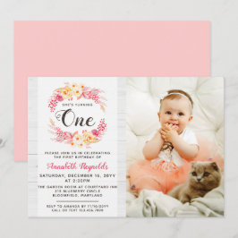 Convite de Primeiro Aniversário Shabby Chic Rústic