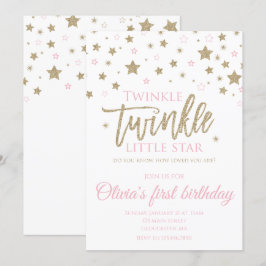 Convite de primeiro aniversário Twinkle Twinkle Li