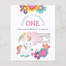 Convite de primeiro aniversario Virtual do Unicorn