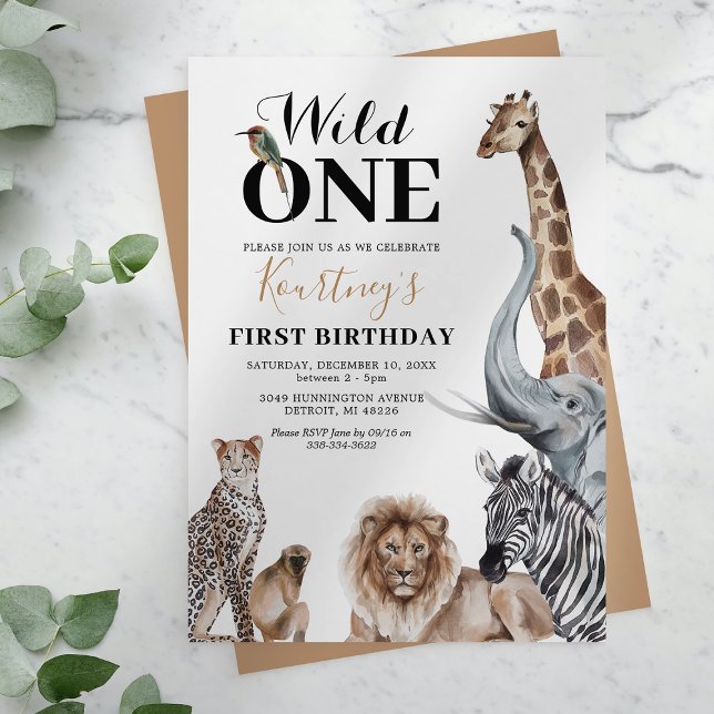 Convite de Primeiro Aniversário Wild One Safari (Criador carregado)