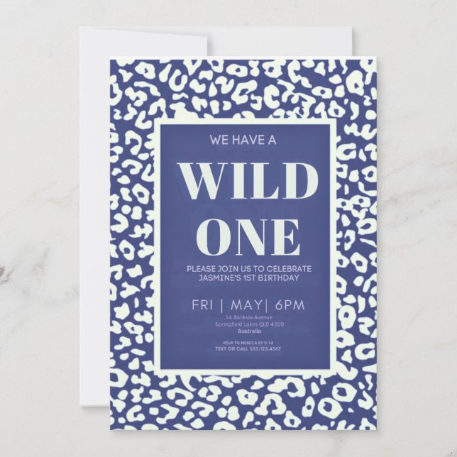 Convite de Primeiro Aniversário Wild One Safari (Frente)