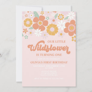Convite de primeiro aniversário Wildflower Retro F