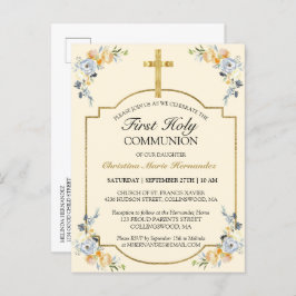 Convite de Primeiro Commhão Floral Cruz de Ouro El
