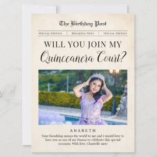 Convite de Proposta de Corte de Quinceañera em Car