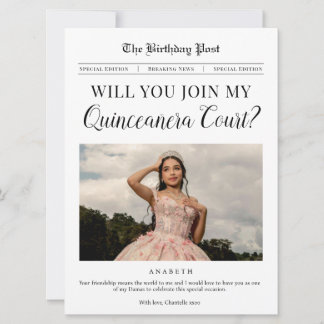 Convite de Proposta de Corte de Quinceañera em Car