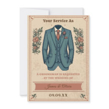 Convite de Proposta de Traje Vintage Clássico para