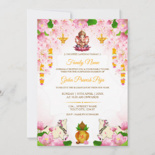 Convite de Puja de Griha Pravesh Hindu, Editável