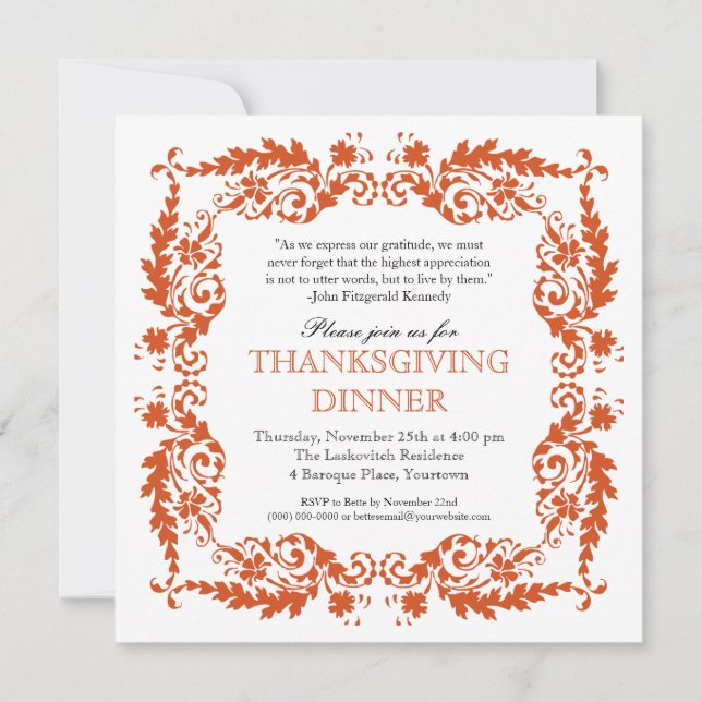 Convite de Quadro de Folha Barroco (Frente)