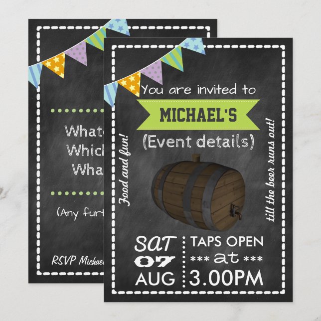Convite de Quadro Retroativo Personalizado do Keg  (Frente/Verso)