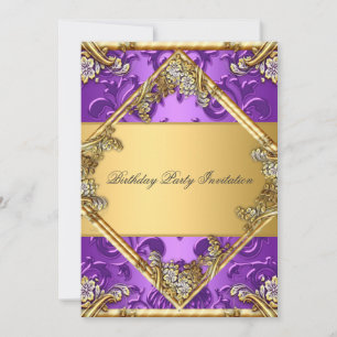 Convite de qualquer festa dourado roxo Dourado Rox