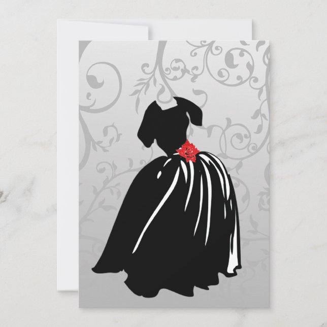 Convite de queda de debutante de Rosa vermelha ret (Frente)