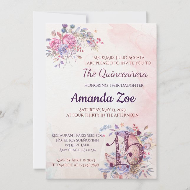 Convite de Quinceañera (Frente)