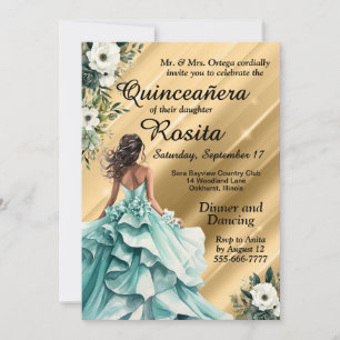 Convite de Quinceanera Azul Espuma do Mar para Men
