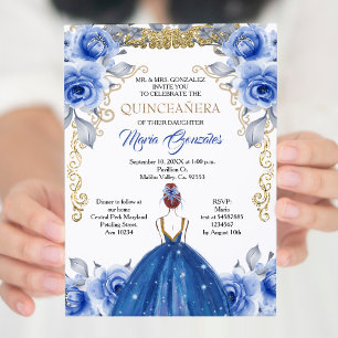 Convite de Quinceanera Azul Marinho