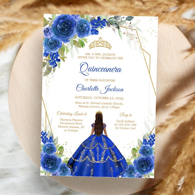 Convite de Quinceanera Azul Real (Criador carregado)