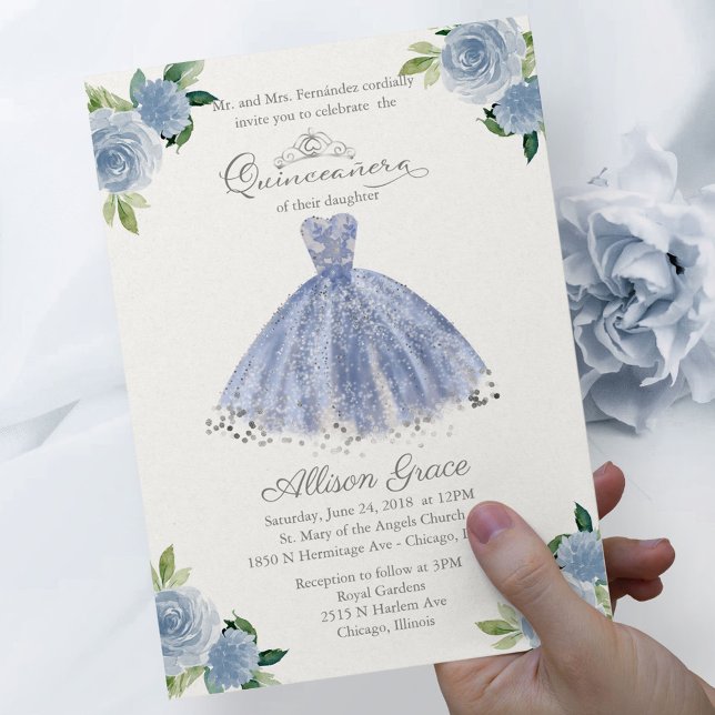 Convite de Quinceanera Bilíngue de Orçamento Vesti (Criador carregado)