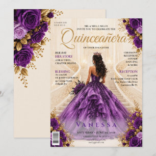 Convite de Quinceanera Capa de Revista Elegante