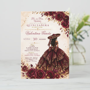 Convite de Quinceañera Charra Borgonha
