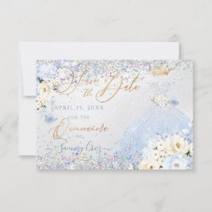 Convite de Quinceanera com Confetes Holográficos 