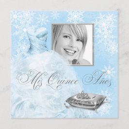 Convite de Quinceanera com Foto de Floco de Neve A
