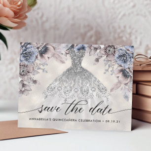 Convite de Quinceañera com Foto Floral na Moda