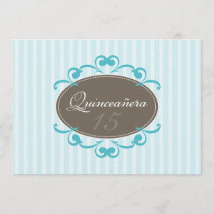 Convite de Quinceanera com Listras Chiques (aquama