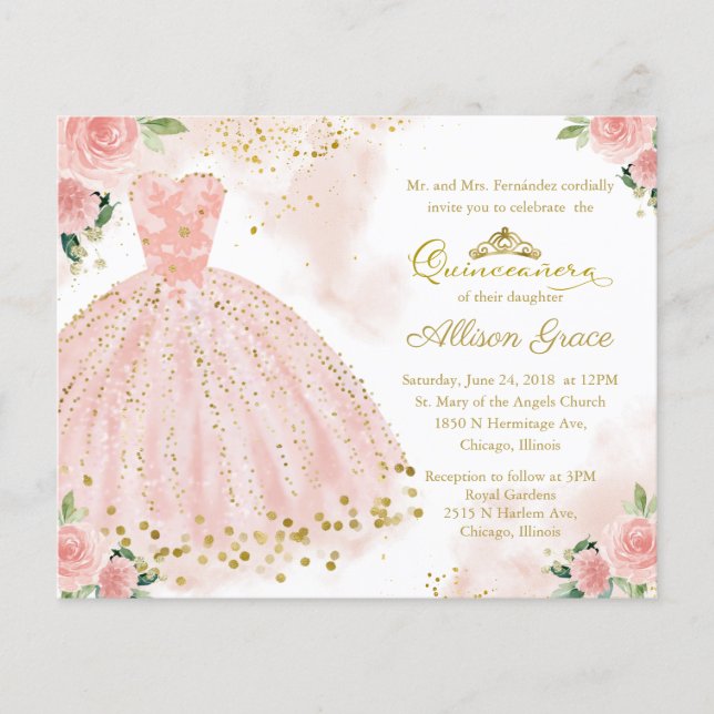 Convite de Quinceanera com Orçamento Limitado Vest (Frente)