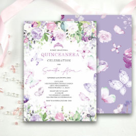 Convite de Quinceañera com Orquídea Roxa e Azul