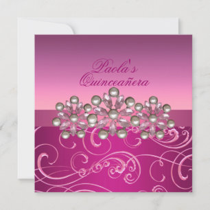 Convite de Quinceañera com Redemoinhos Pérola Rosa