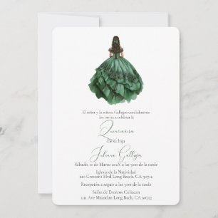 Convite de Quinceañera com silhueta verde